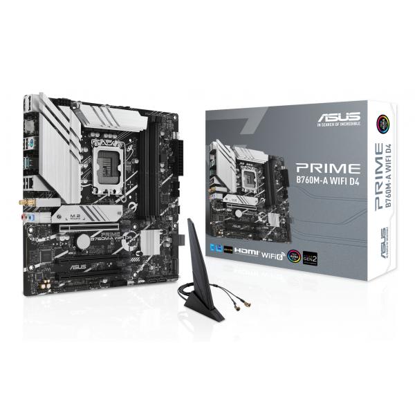 Pb Microatx Asus Prime B760m-a Wifi D4 Lga1700 4xddr4 2xm.2 Pcie 4.0 Lan 2.5g Wifi-6 Bt Dp Hdmi