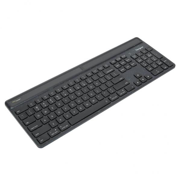 Teclado Inalambrico Targus Akb868es Ecosmart Solar Keyboard Antimicrobiano Bluetooth Full Size Usb - C Negro