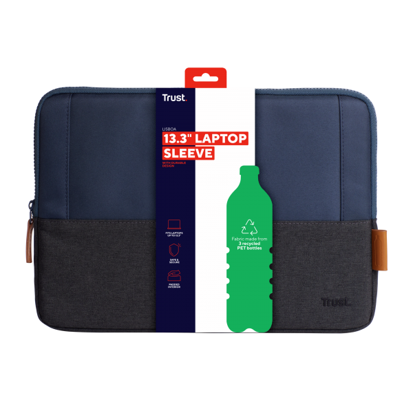 Funda Tablet Trust Lisboa 25123 Soft Sleeve Color Negro/azul - Para Tablets/portatiles Hasta 13.3
