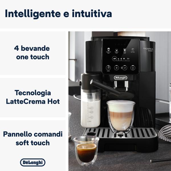 De'Longhi Magnifica Start ECAM220.60.B - Cafetera Superautomática con 4 recetas y jarra LatteCrema Hot