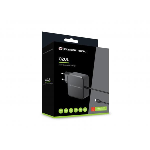 Cargador De Pared Usb Tipo C Conceptronic Ozul05be Pd 3.0 Gan 100w