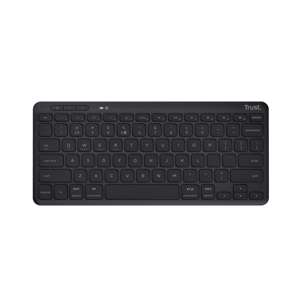 Teclado Trust Lyra Inalambrico Compacto Y Multidispositivo Negro Hecho Con Materiales Reciclados