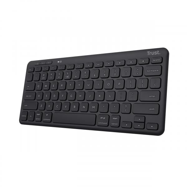 Teclado Trust Lyra Inalambrico Compacto Y Multidispositivo Negro Hecho Con Materiales Reciclados Hover Image