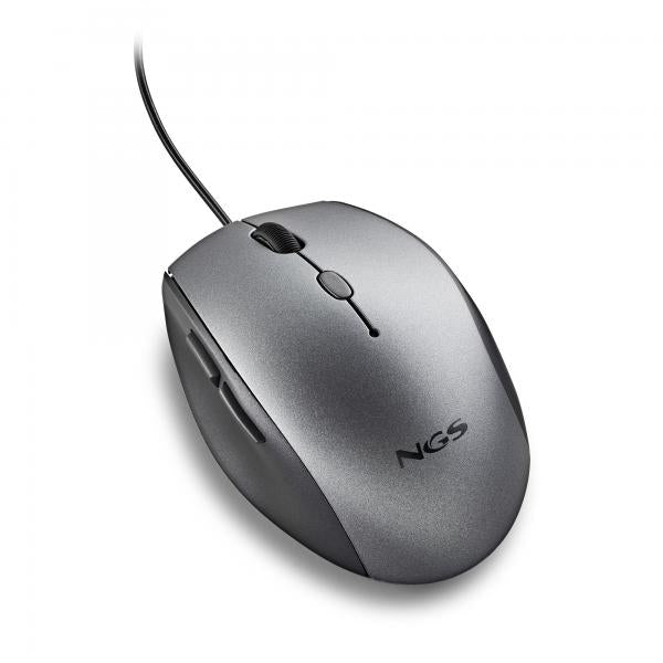 Mouse Ngs Ergo Moth Gray Con Cable Y Botones Silenciosos. Adaptador Usb A Tipo C Main Image