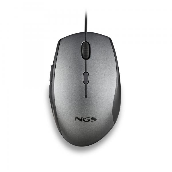 Mouse Ngs Ergo Moth Gray Con Cable Y Botones Silenciosos. Adaptador Usb A Tipo C Hover Image