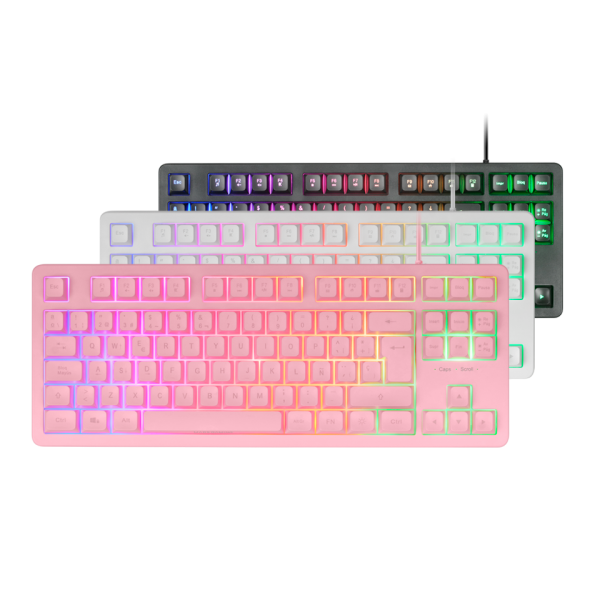 Teclado H-mech Gaming Mars Gaming Mk023 Color Rosa Tamao Compacto Tkl Iluminacion Rgb