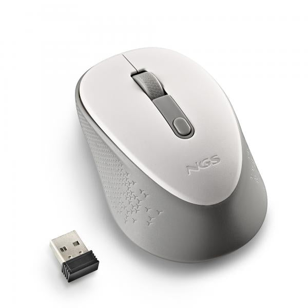 Mouse Ngs Wireless Dew White Con Nano Receptor-800/1600 Dpi 2,4ghz Blanco