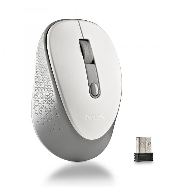 Mouse Ngs Wireless Dew White Con Nano Receptor-800/1600 Dpi 2,4ghz Blanco