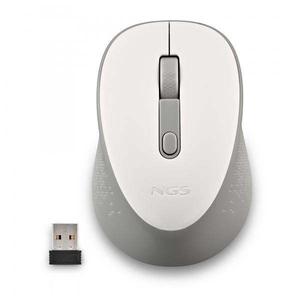 Mouse Ngs Wireless Dew White Con Nano Receptor-800/1600 Dpi 2,4ghz Blanco