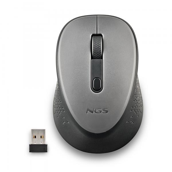 Mouse Ngs Dew Gray Optico Inalambrico De 2,4ghz Con Nano Receptor