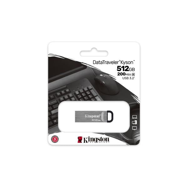 Pendrive KINGSTON DataTraveler Kyson - 512GB  USB 3.2  Gris