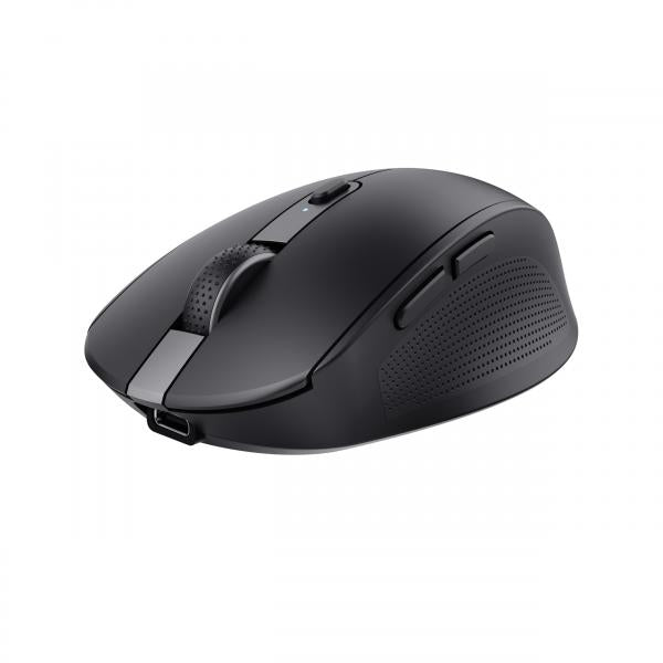Mouse Trust Wireless Y Bluetooth Ozaa 24819 Negro Recargable- Sensor Optico - 6 Botones - 800/1600/3