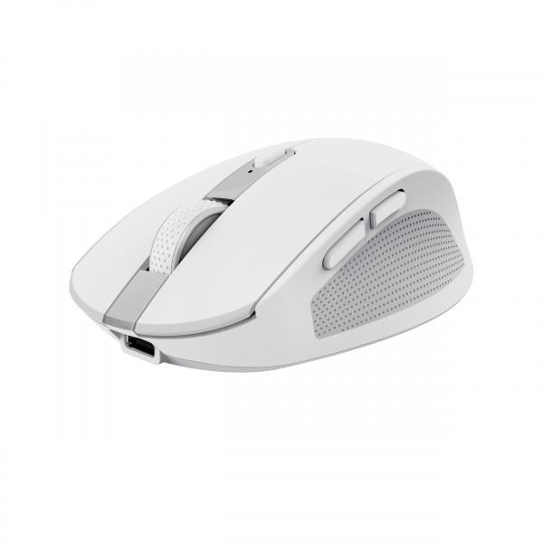 Mouse Trust Wireless Y Bluetooth Ozaa 24933 Blanco Recargable- Sensor Optico - 6 Botones - 800/1600/