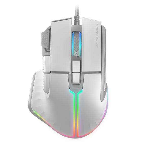 Mouse Mars Gaming Mm-xt White 9b 12800dpi Rgb Cable Feather Paracord