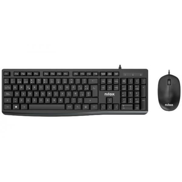 Pack con Cable NILOX Combo - USB  Teclado y Ratón  Negro