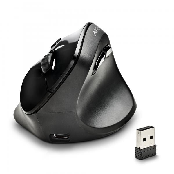 Mouse Ngs Wireless Ergo Evo Moksha Color Negro Recargable Usb-c 2400 Dpi Botones Silenciosos