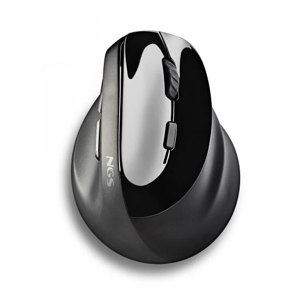 Mouse Ngs Wireless Ergo Evo Moksha Color Negro Recargable Usb-c 2400 Dpi Botones Silenciosos