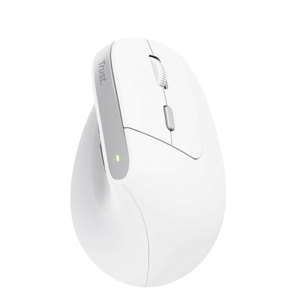Mouse Trust Wireless Ergo Bayo Ii Rf 2.4 Ghz Dpi Ajustable 800-2400ppp 6 Botones Carga Usb-c Blanco