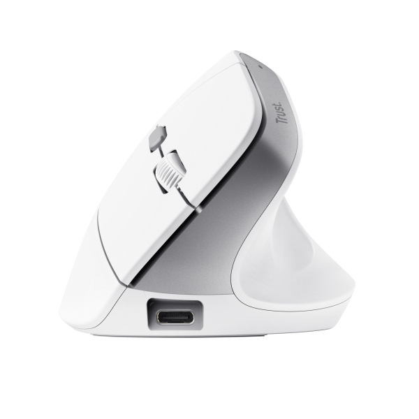 Mouse Trust Wireless Ergo Bayo Ii Rf 2.4 Ghz Dpi Ajustable 800-2400ppp 6 Botones Carga Usb-c Blanco