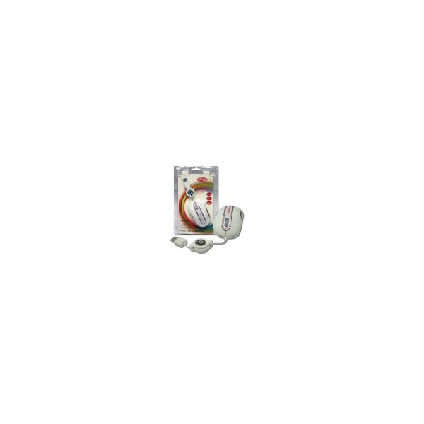 MOUSE 3FREE MINI OPTICO USB MSM201/WP CABLE RETRACTIL BLANCO ROSA Hover Image