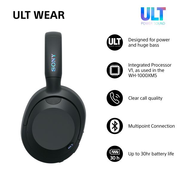 Sony ULT Wear Negro Diadema ANC Bluetooth 5.2 Multipunto Auriculares inalámbricos