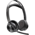 PolyVoyager Focus 2 - Auriculares inalámbricos con adaptador USB-C + Soporte de carga