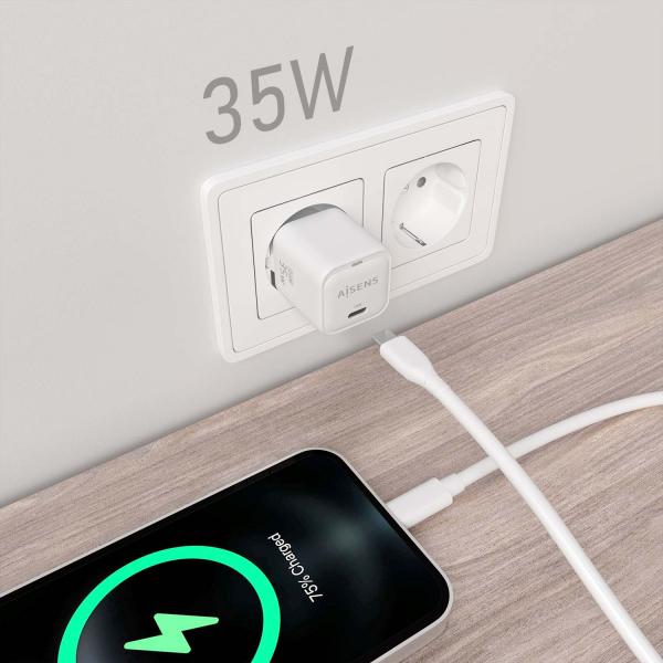 Cargador Gan De Pared Aisens Asch-35W1P022-W/ 1Xusb Tipo-C/