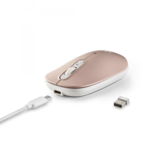 Ratón Inalámbrico NGS Shell RB - BT 5.1  USB  1600DPI  Blanco/Azul/Rosa