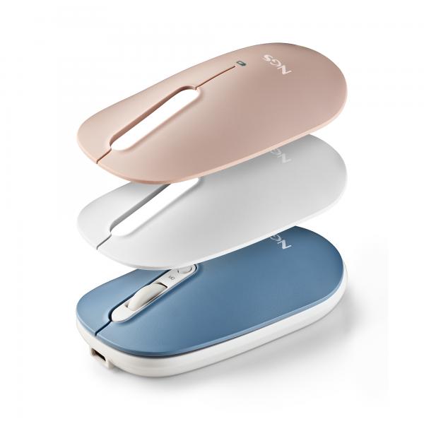 Ratón Inalámbrico NGS Shell RB - BT 5.1  USB  1600DPI  Blanco/Azul/Rosa
