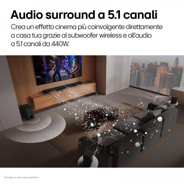 Barra de sonido LG S60TR 5.1 canales Subwoofer inalámbrico 220W 440W Bluetooth 5.3