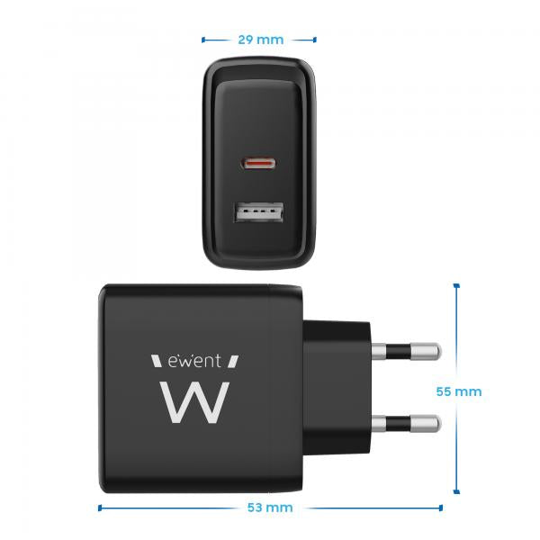 Ewent Cargador Rapido Usb-A Y Usb-C, Ganfast, 65W