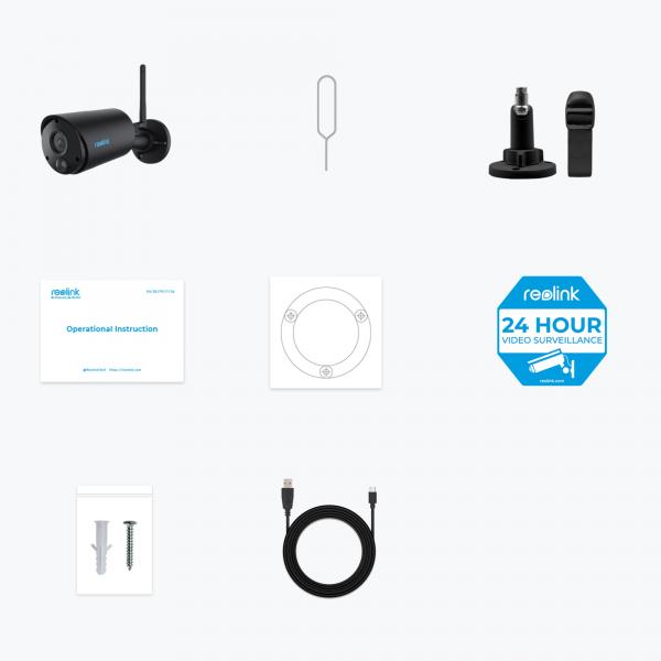 Reolink Argus Series B320-B Negro 3MP Compatible con Google Assistant - Cámara de Seguridad Exterior