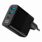 Cargador Rapido Usb Gembird Gan De 3 Puertos Y 30 W, Lcd, Ne