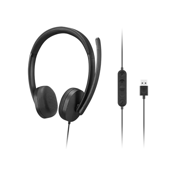 Headset Usb -a Lenovo Wired Stereo Cancelacion Ruido, Boton De Micro Y Control Volumen