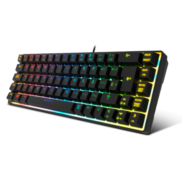 Teclado Gaming con Cable KROM Kalista - USB 2.0  Cable 150cm  RGB  Negro