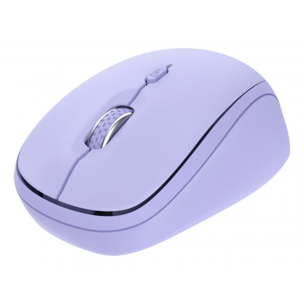Mouse Trust Wireless Y Bluetooth Yvi+ Lila 1600dpi Ajustable 3 Botones 3 Dispositivos