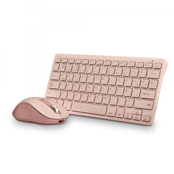 Pack Inalámbrico Silencioso NGS Fantasy - USB  Teclado y Ratón  Rosa