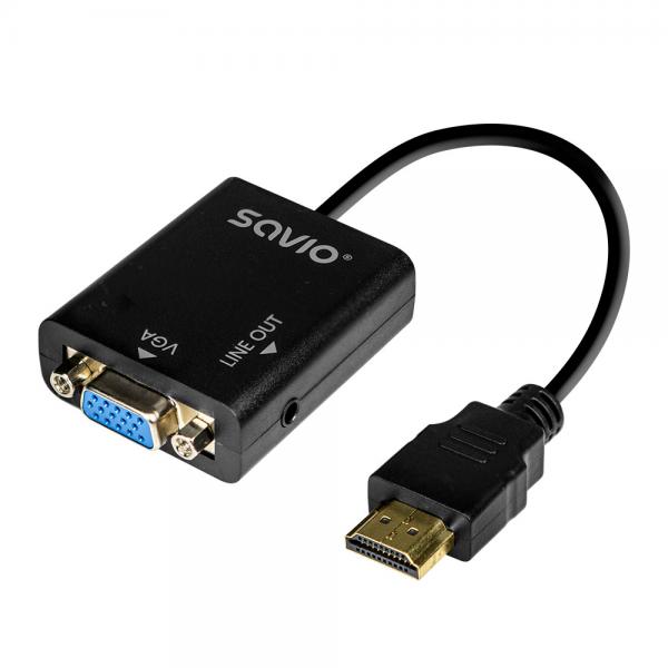 Adaptador Hdmi (m)-vga(h)+mini Jack 3.5 Mm Savio