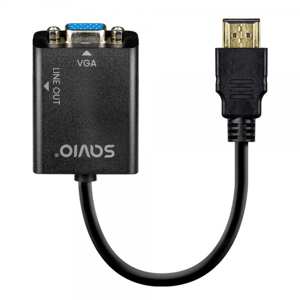 Adaptador Hdmi (m)-vga(h)+mini Jack 3.5 Mm Savio Hover Image