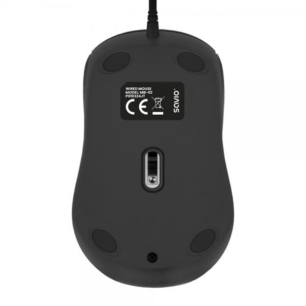 Raton Optico Savio Mb-02 Con Cable Usb-a 1200 Dpi