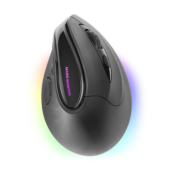 Mouse Mars Gaming Mmsk Wireless Ergo Paw3104pro 8400 Dpi Ajustable 9 Botones Mecanicos Huano Negro