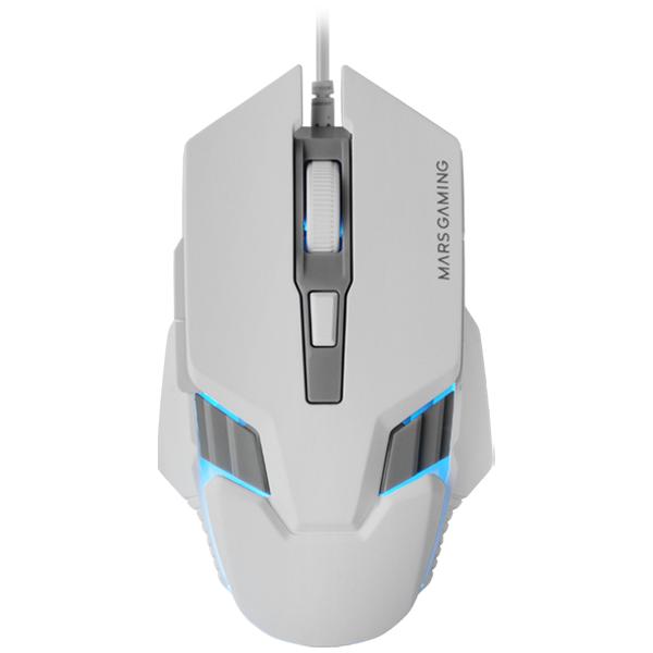 Mouse Mars Gaming Mm024w Rgb Flow 4000 Dpi Ajustable 6 Botones Mecanicos Huano Color Blanco