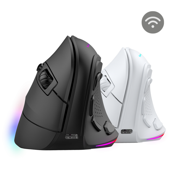 Mouse Mars Gaming Mmskw Wireless Ergo Paw3104pro 8400 Dpi Ajustable 9 Botones Mecanicos Huano Blanco