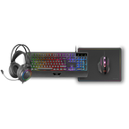 Teclado Mouse Headset Y Alfombrilla Mars Gaming Mcp124proes H-mech Rgb 3200dpi Negro