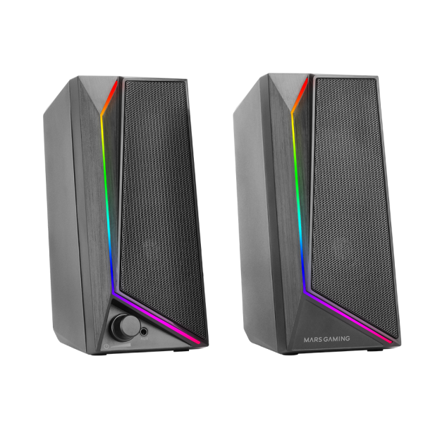 Altavoces 2.0 Mars Gaming Ms72 Black 15W Jack 3.5Mm Iluminac