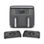 Ninja Dual Zone hot air fryer DZ300EU (gray/silver, 2,470 watts, 2 baskets 3.8 liters each)