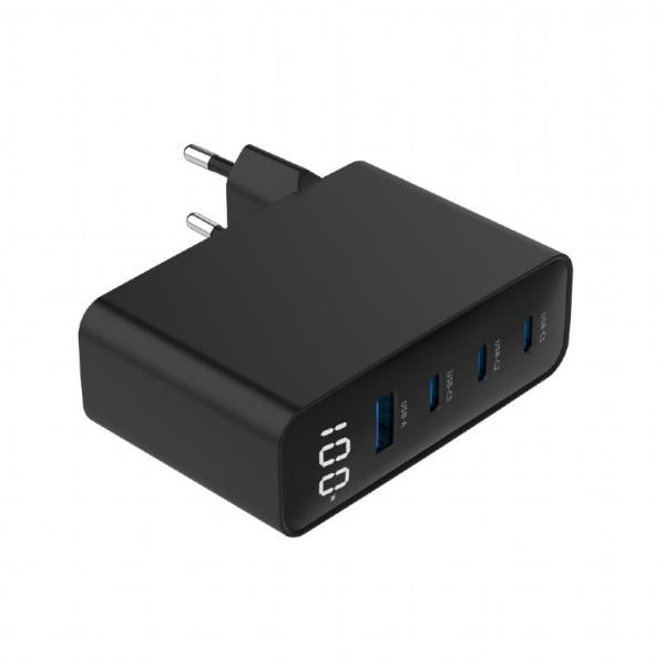 Cargador Rapido Gembird Usb Gan De 4 Puertos 100 W Lcd Negro