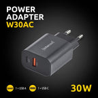 Intenso Cargador Pared W30Acusb-A Y C Negro