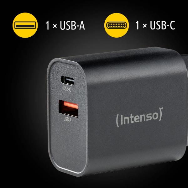 Intenso Cargador Pared W30Acusb-A Y C Negro