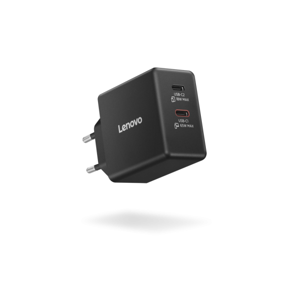 Cargador Usb Gan Lenovo 40aw065beu 65w Pd 2xusb-c Negro